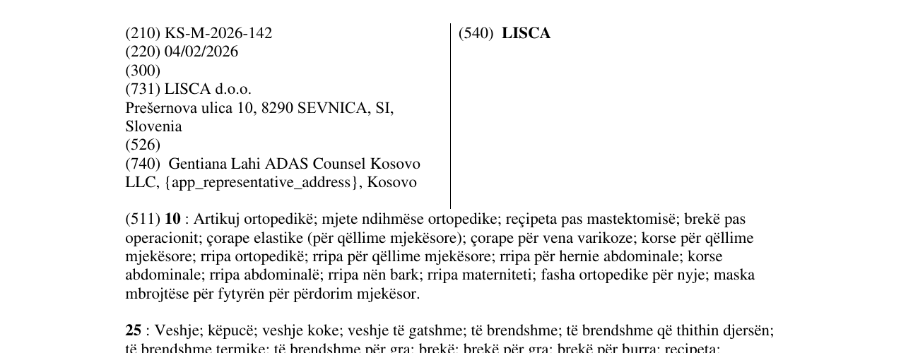 Zëri i markës LISCA në buletin