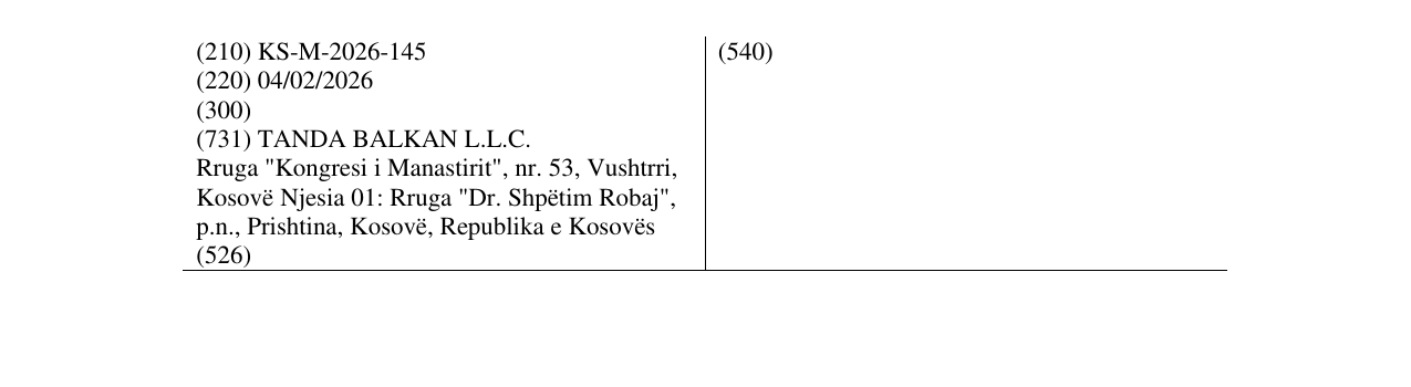 Zëri i markës KS/M/2026/145 në buletin
