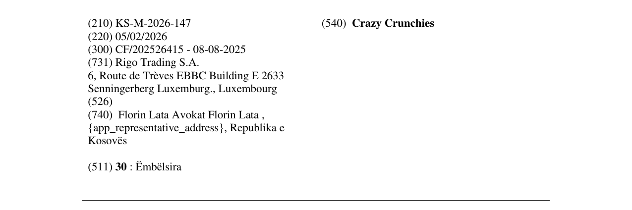 Zëri i markës Crazy Crunchies në buletin