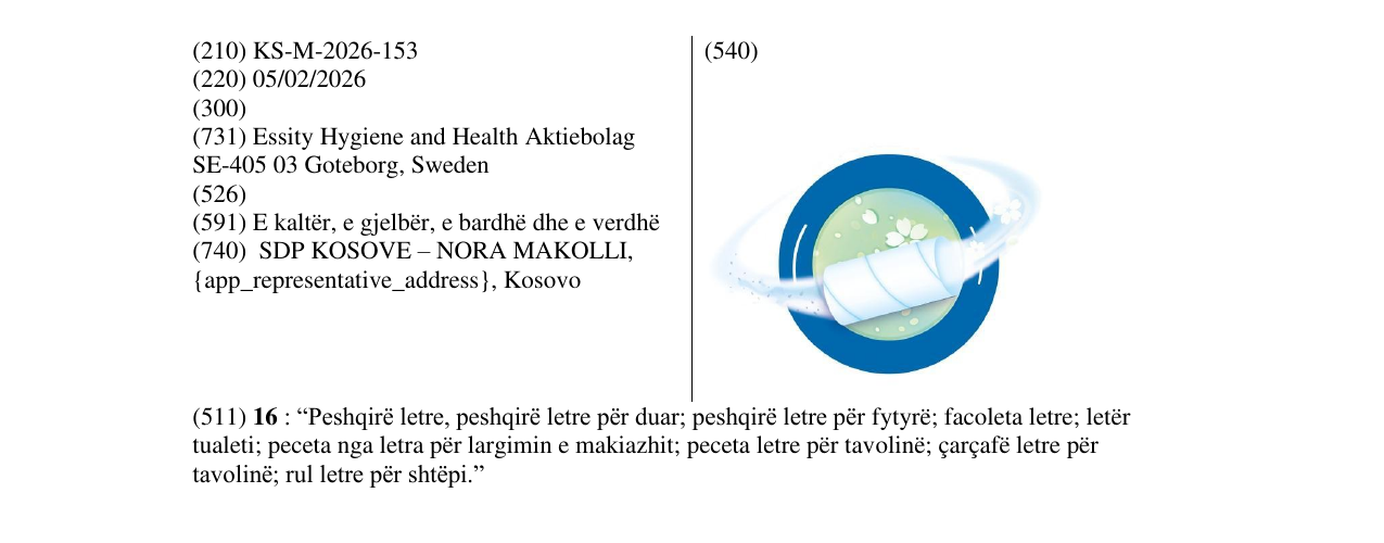 Zëri i markës KS/M/2026/153 në buletin