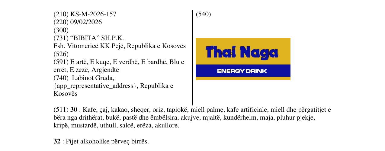 Zëri i markës KS/M/2026/157 në buletin
