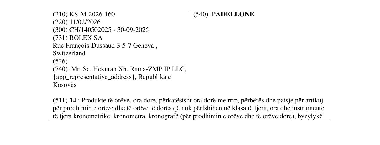 Zëri i markës PADELLONE në buletin