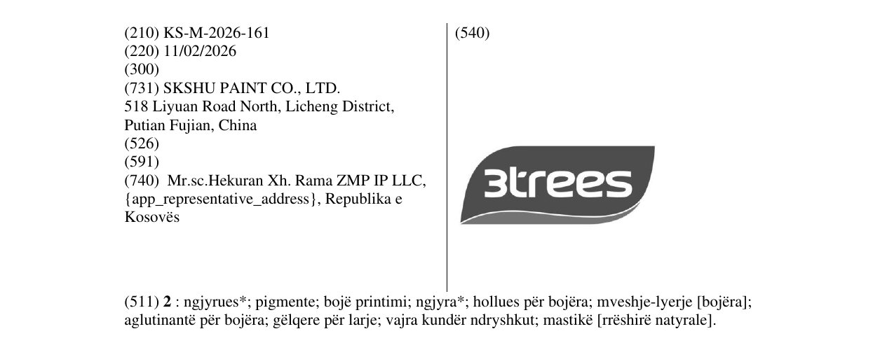 Zëri i markës KS/M/2026/161 në buletin