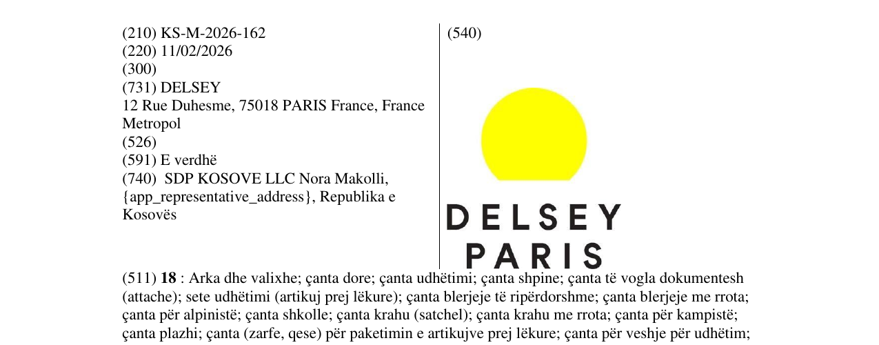 Zëri i markës KS/M/2026/162 në buletin