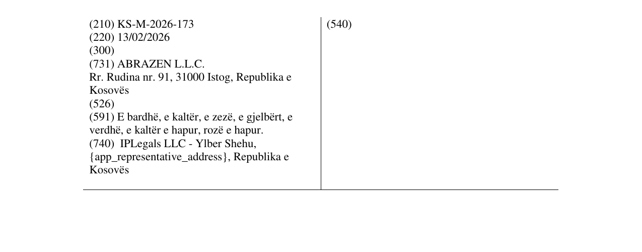 Zëri i markës KS/M/2026/173 në buletin