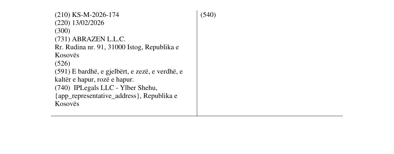 Zëri i markës KS/M/2026/174 në buletin