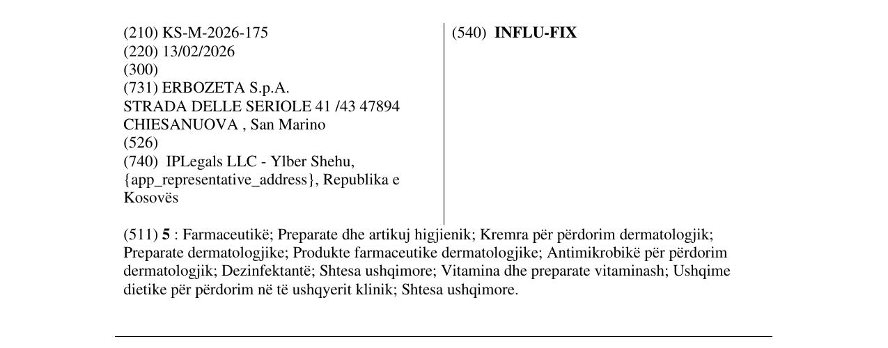 Zëri i markës INFLU-FIX në buletin