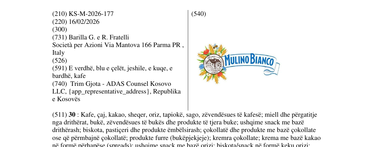 Zëri i markës KS/M/2026/177 në buletin