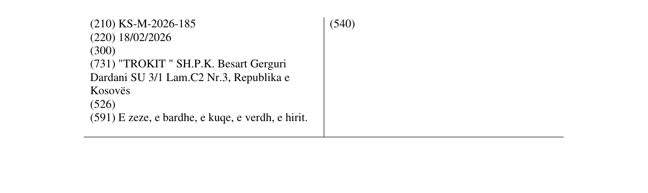 Zëri i markës KS/M/2026/185 në buletin