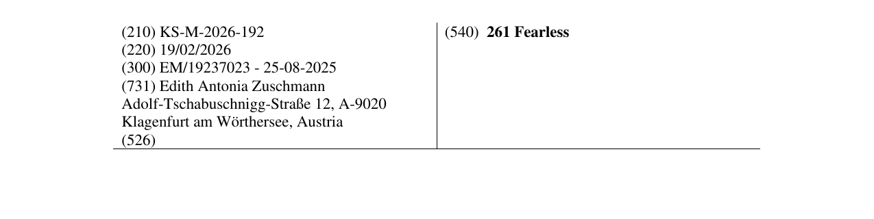 Zëri i markës 261 Fearless në buletin