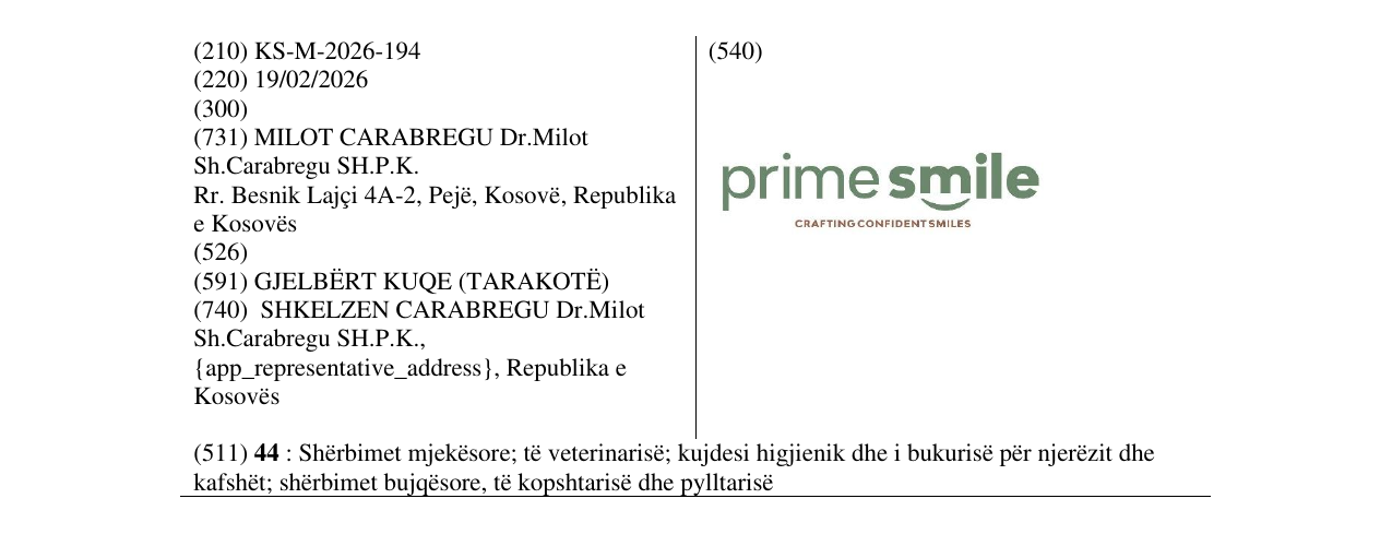 Zëri i markës KS/M/2026/194 në buletin