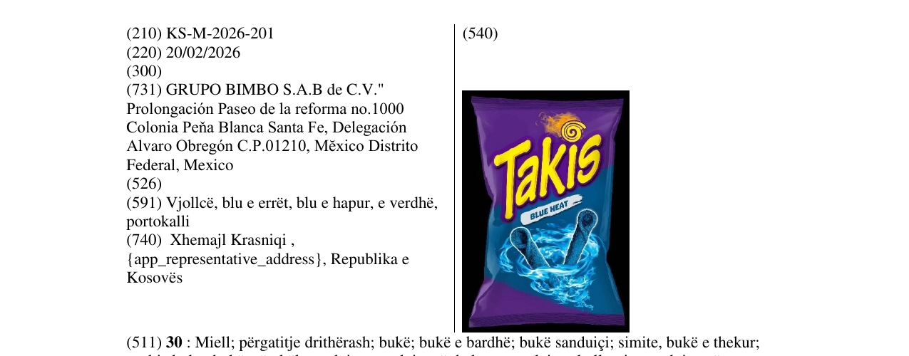 Zëri i markës KS/M/2026/201 në buletin