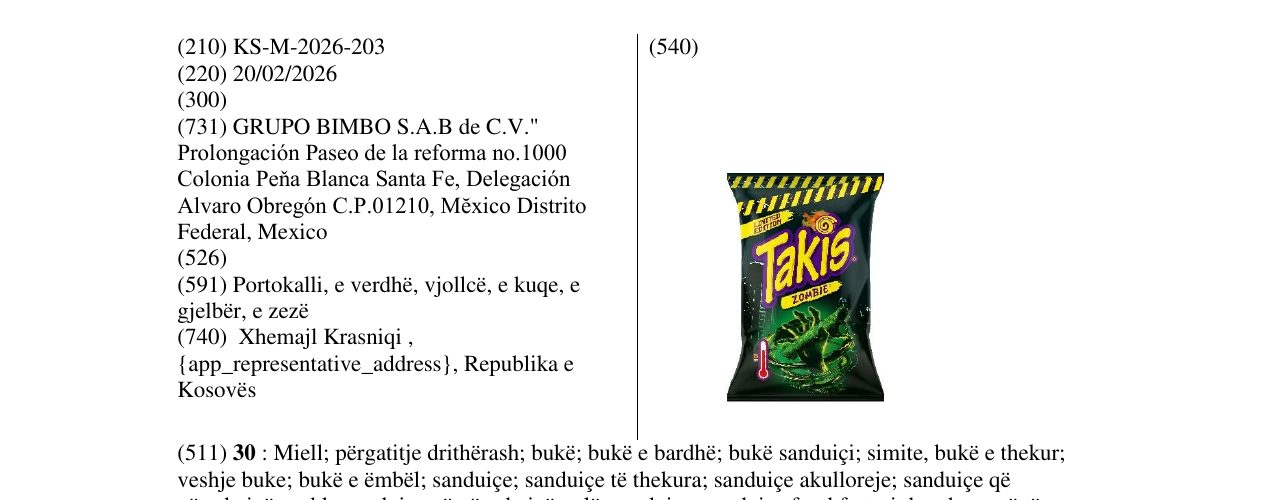 Zëri i markës KS/M/2026/203 në buletin