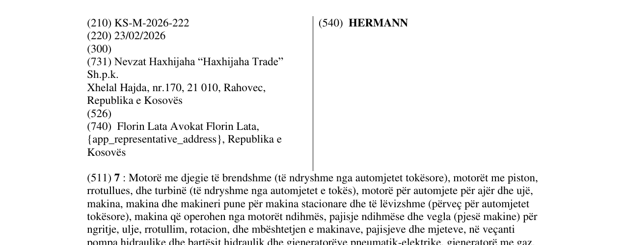Zëri i markës HERMANN në buletin