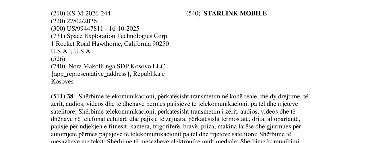 Zëri i markës STARLINK MOBILE në buletin