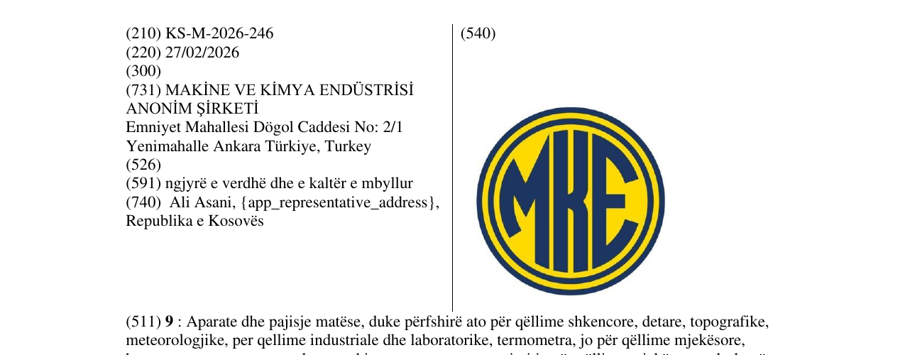 Zëri i markës KS/M/2026/246 në buletin