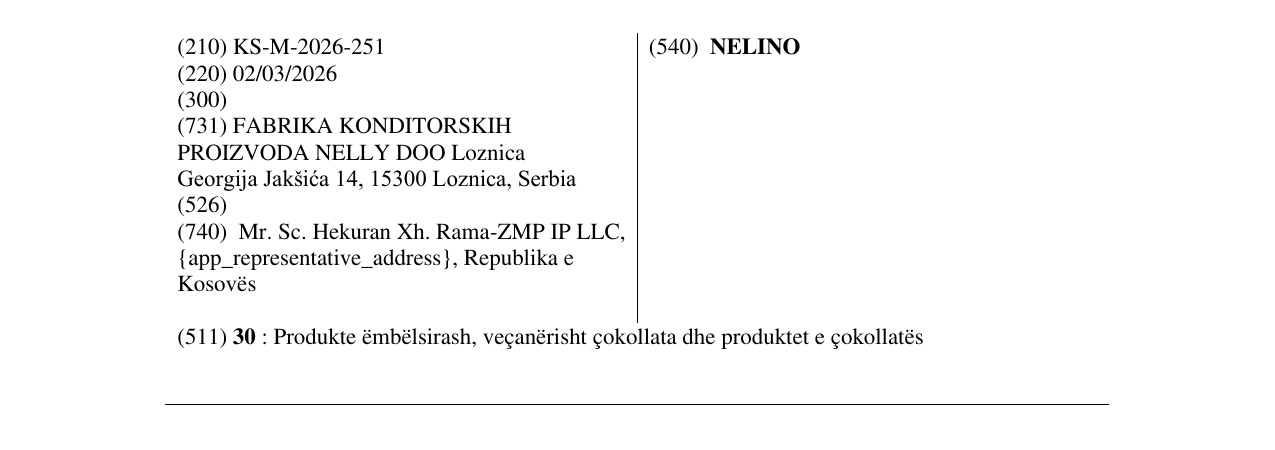 Zëri i markës NELINO në buletin