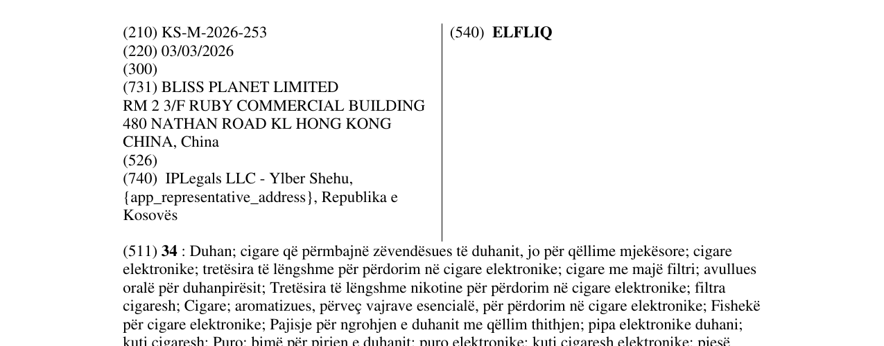 Zëri i markës ELFLIQ në buletin