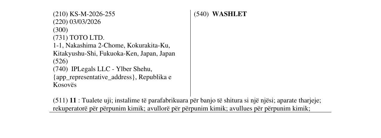 Zëri i markës WASHLET në buletin