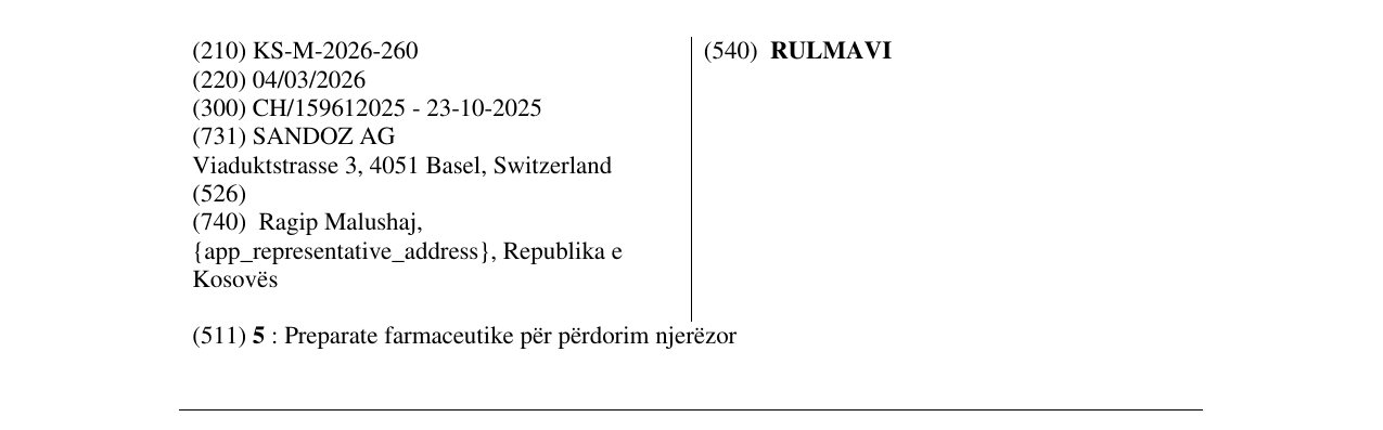 Zëri i markës RULMAVI në buletin