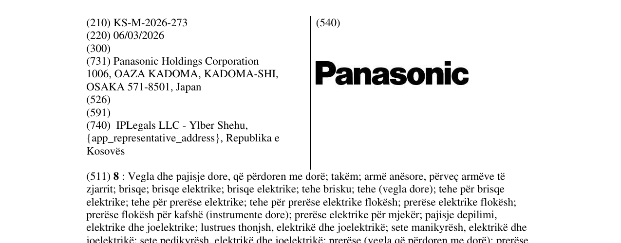 Zëri i markës KS/M/2026/273 në buletin