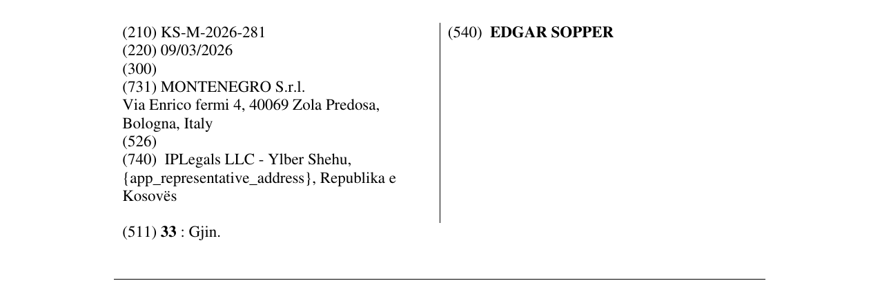 Zëri i markës EDGAR SOPPER në buletin