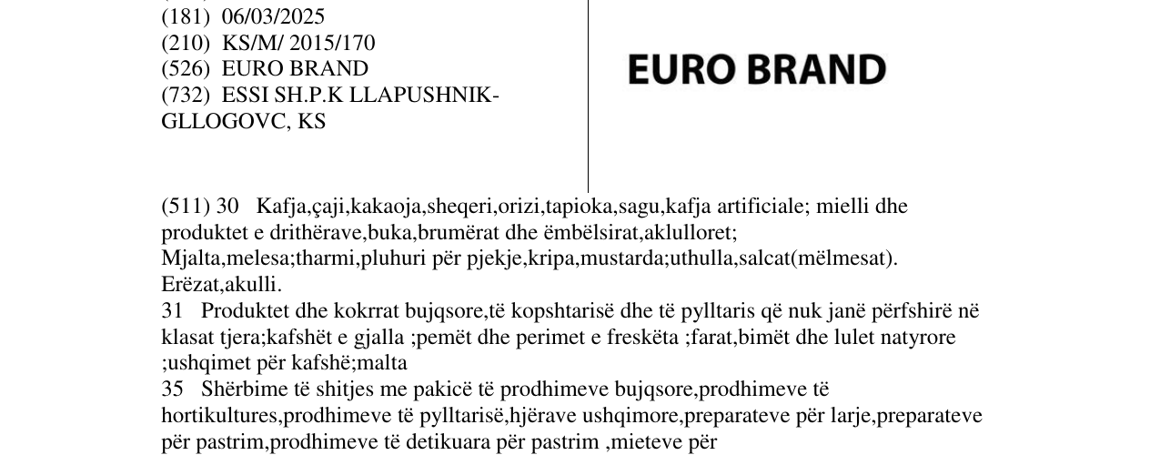 Zëri i markës EURO BRAND në buletin