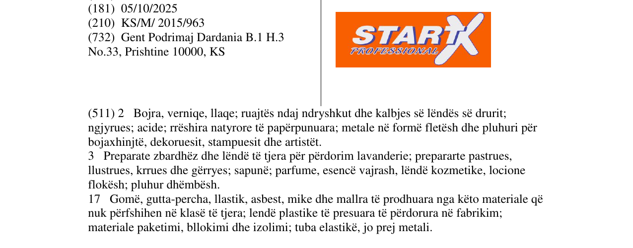 Zëri i markës START X PROFESSIONAL në buletin