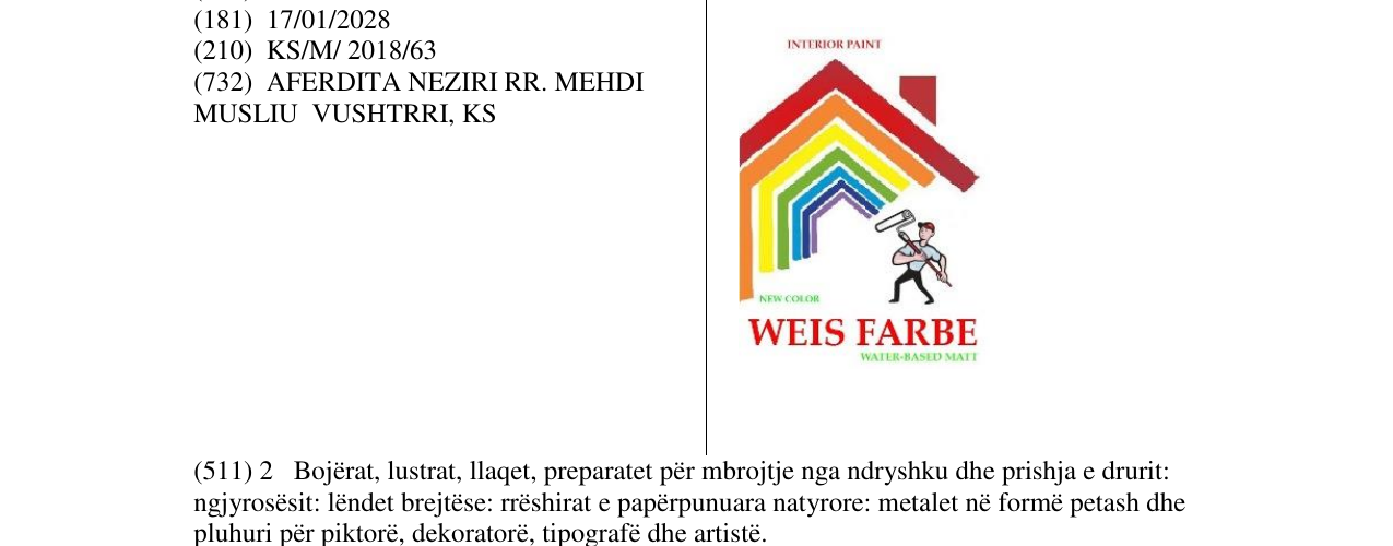 Zëri i markës WEIS FARBE në buletin