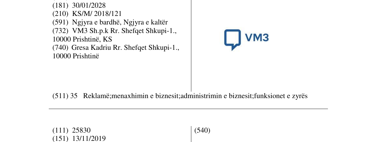 Zëri i markës VM3 në buletin
