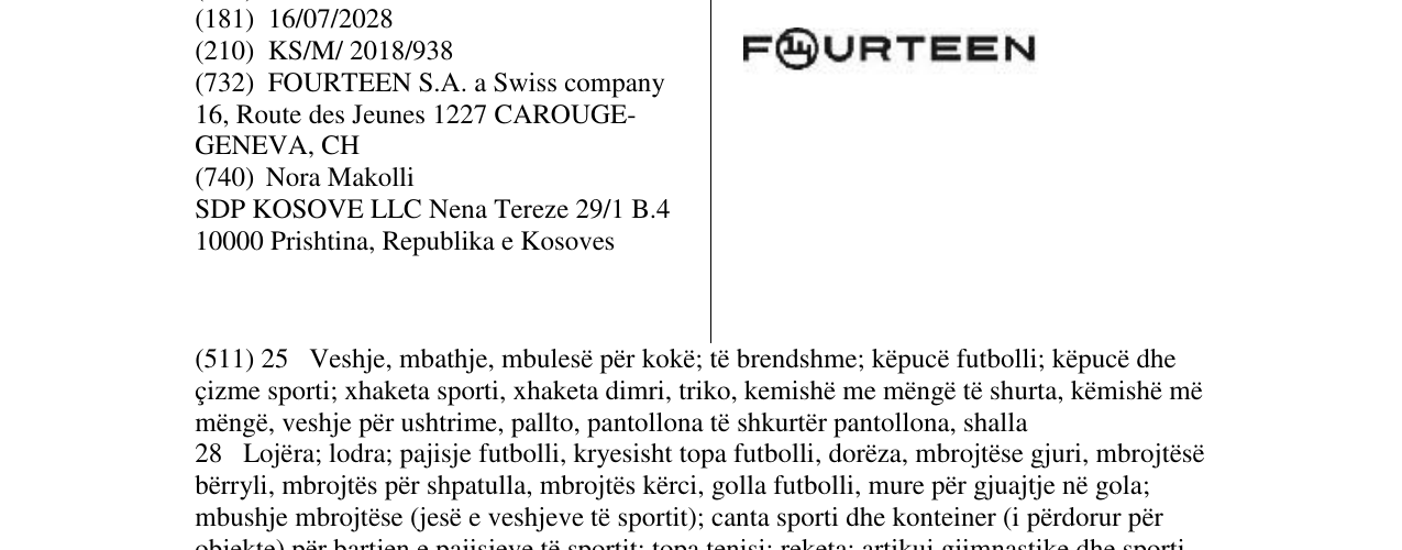 Zëri i markës FOURTEEN në buletin