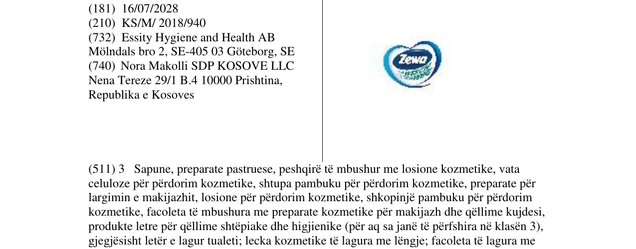 Zëri i markës Zewa në buletin