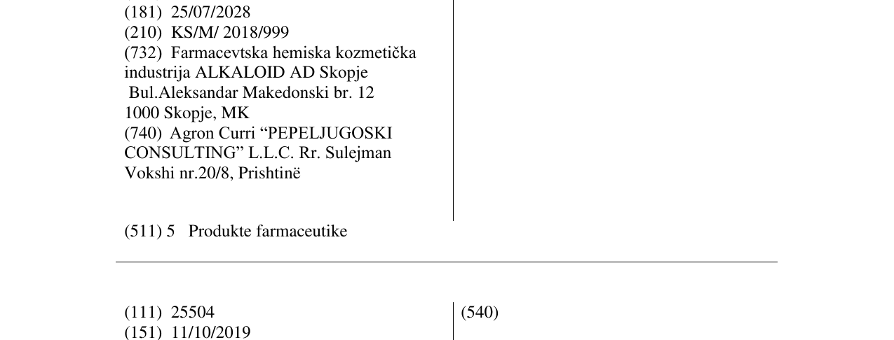 Zëri i markës FOVELID në buletin