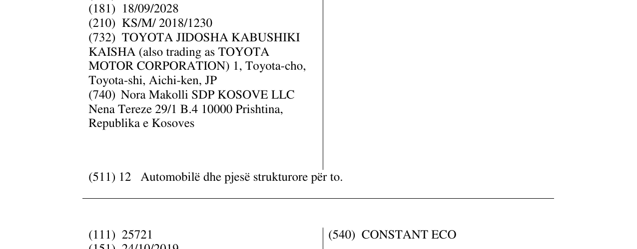 Zëri i markës GR YARIS në buletin