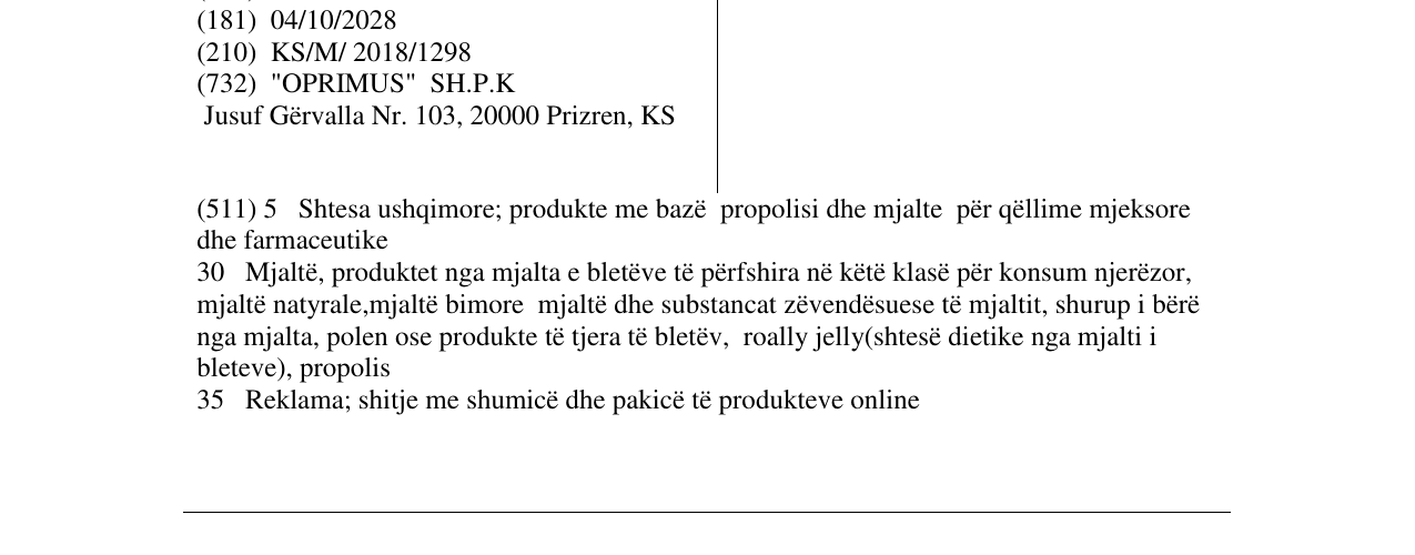 Zëri i markës Herbal King Honey në buletin
