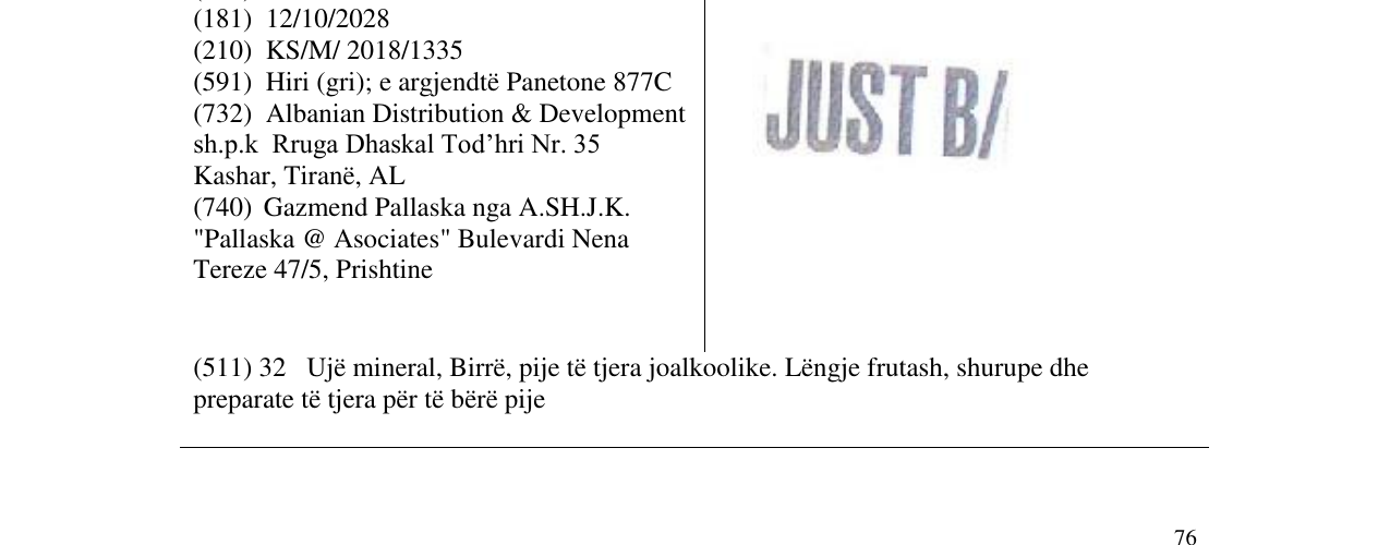 Zëri i markës JUST B/ në buletin