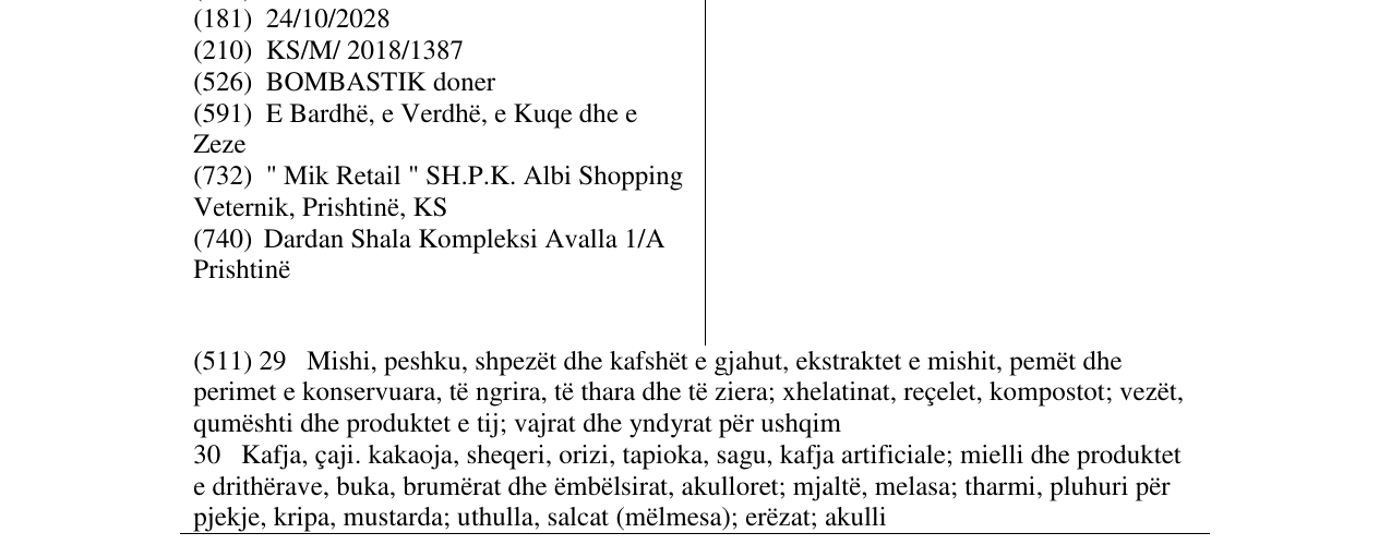 Zëri i markës BOMBASTIK doner në buletin