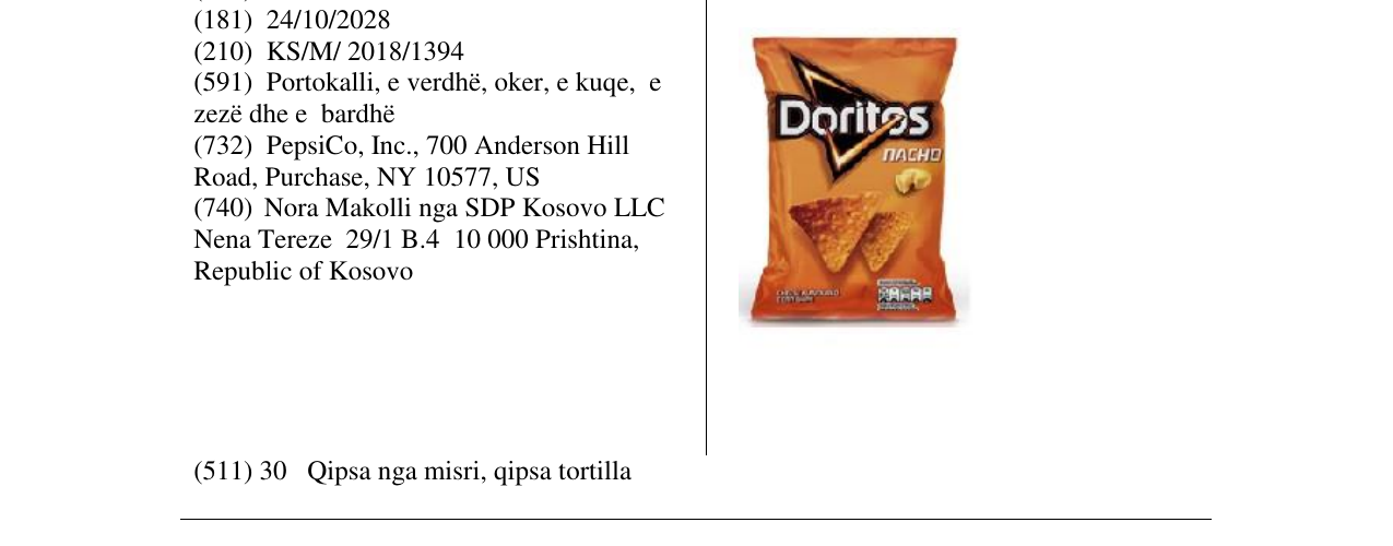 Zëri i markës DORITOS nacho në buletin