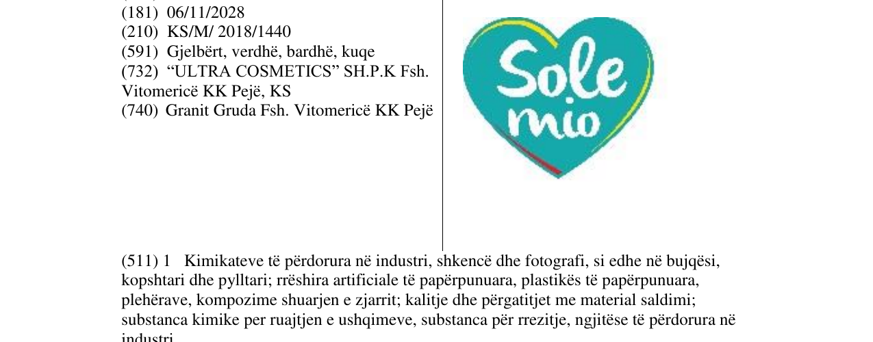 Zëri i markës Sole mio në buletin