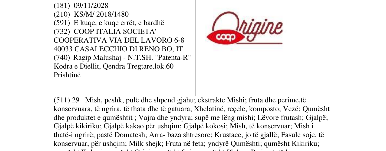 Zëri i markës Origine në buletin
