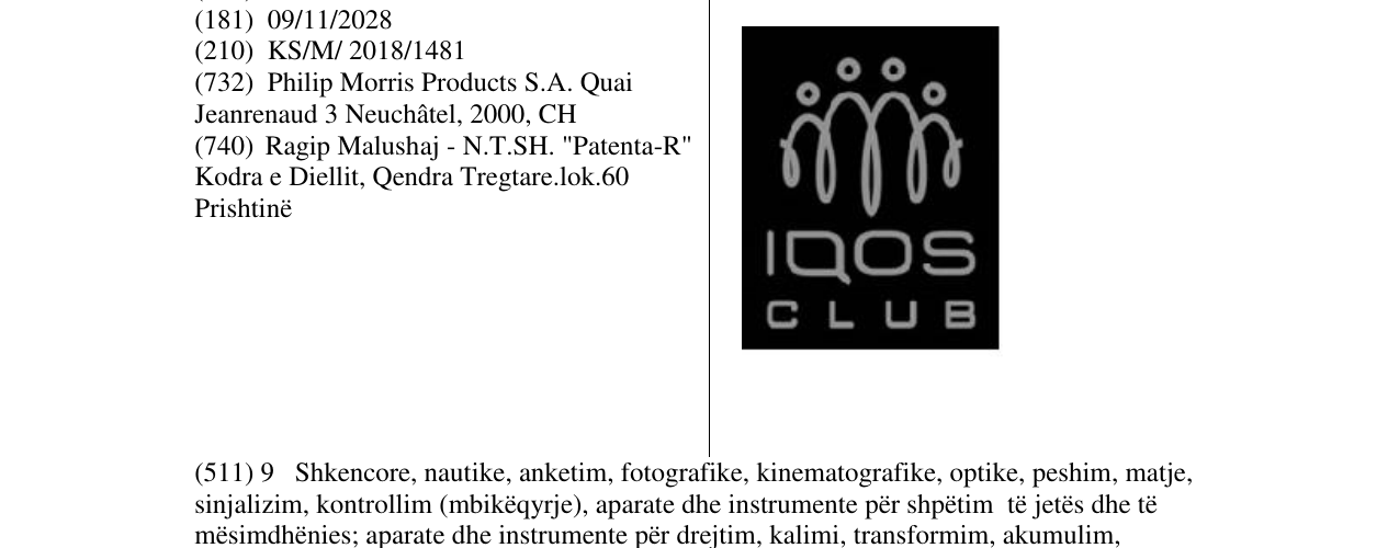 Zëri i markës iqos club në buletin