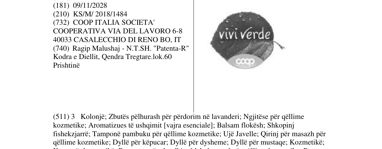 Zëri i markës vivi verde në buletin
