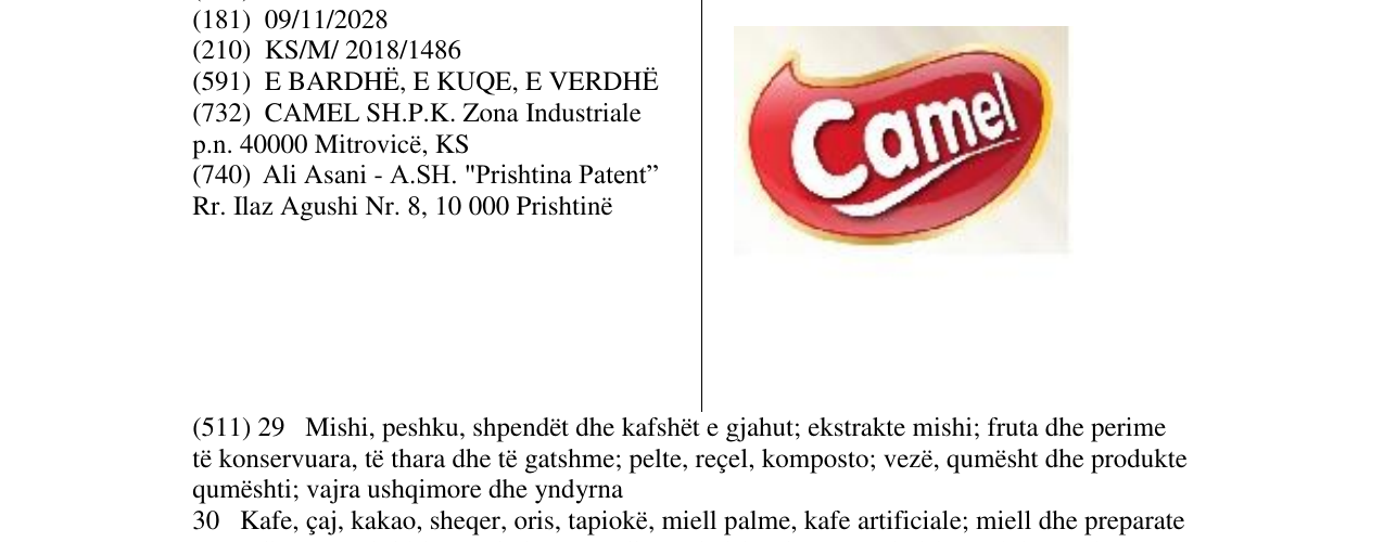 Zëri i markës Camel në buletin