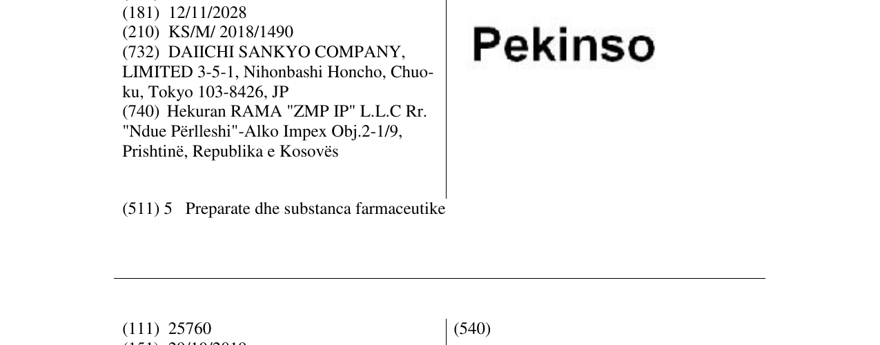 Zëri i markës PEKINSO në buletin