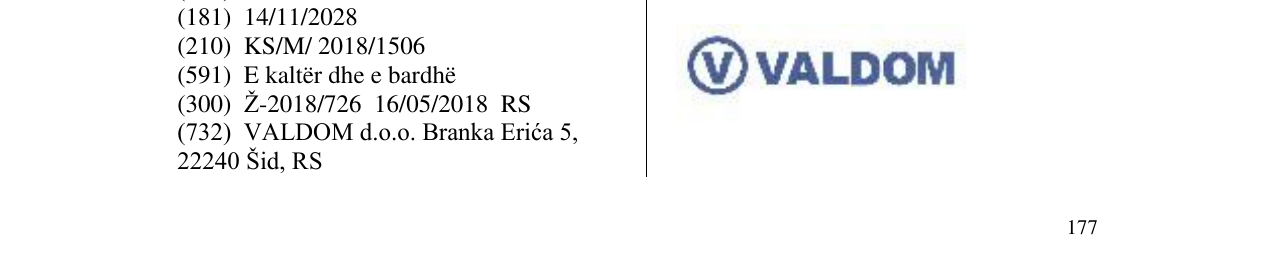 Zëri i markës V VALDOM në buletin