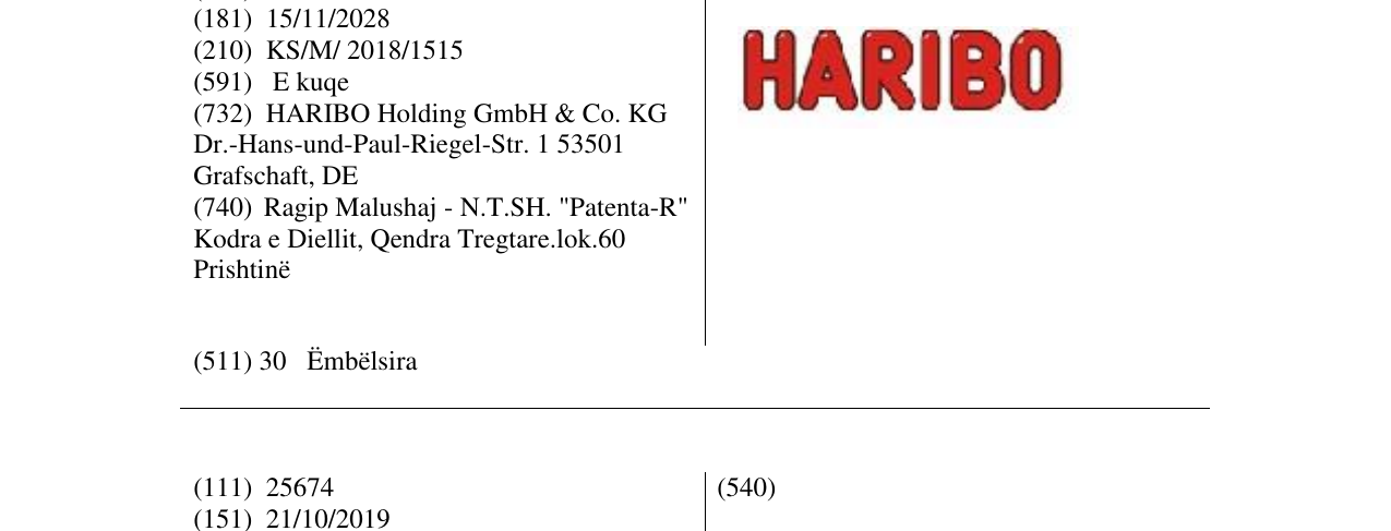 Zëri i markës HARIBO në buletin