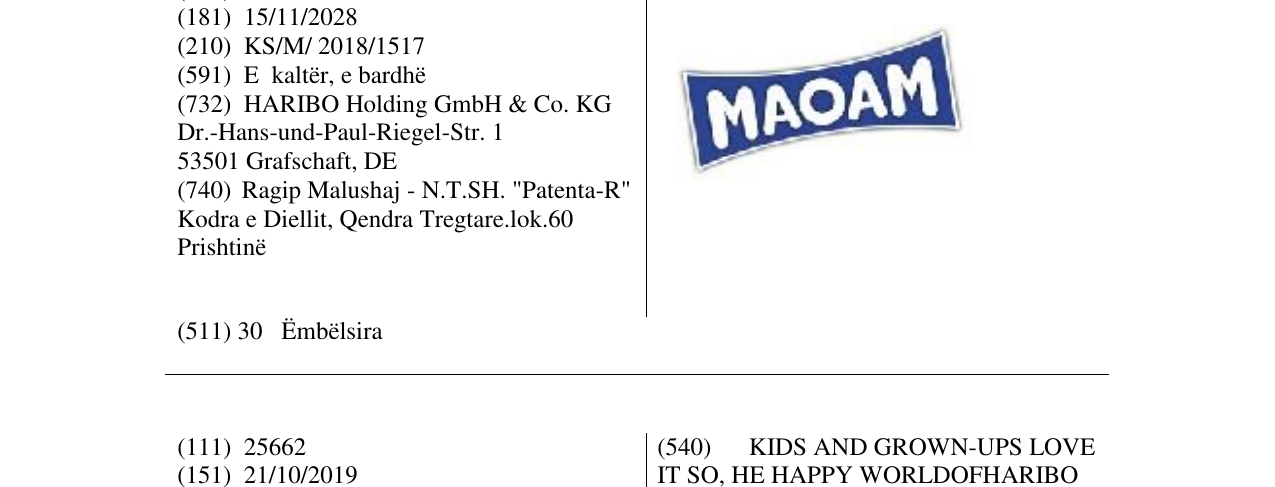 Zëri i markës MAOAM në buletin