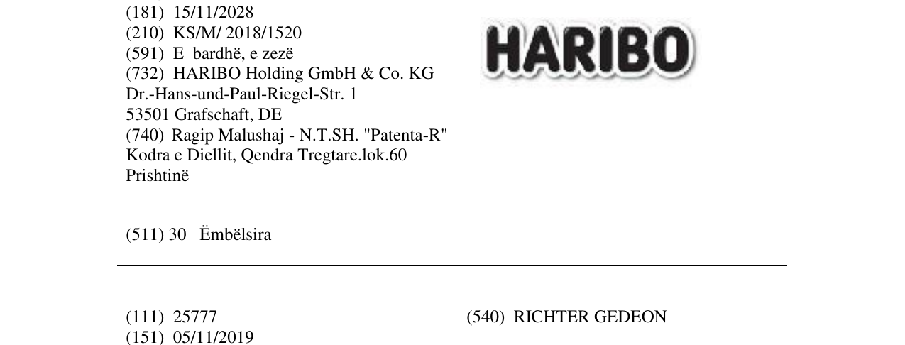 Zëri i markës HARIBO në buletin