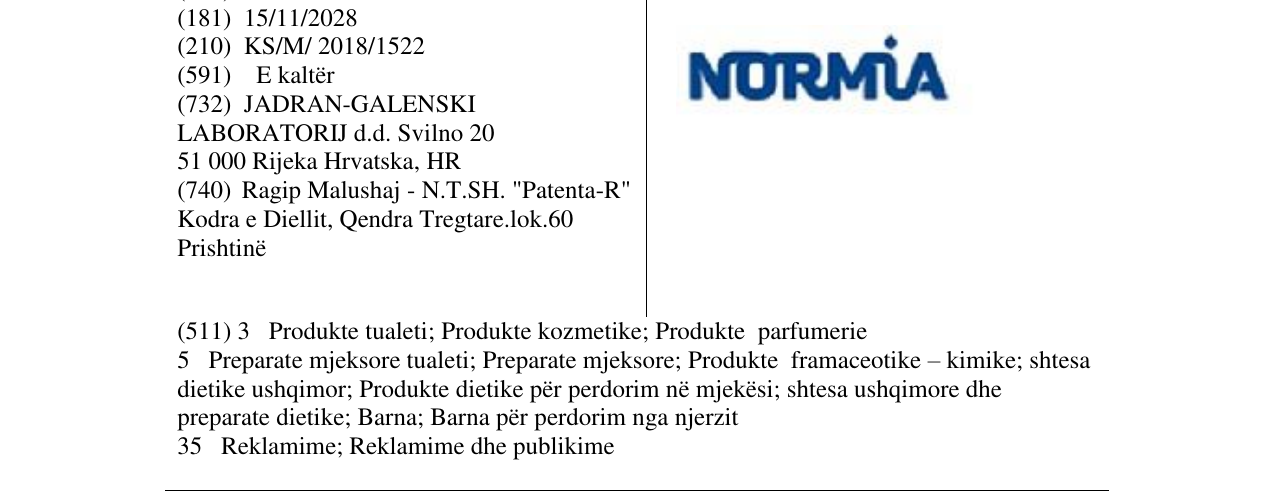 Zëri i markës NORMIA në buletin