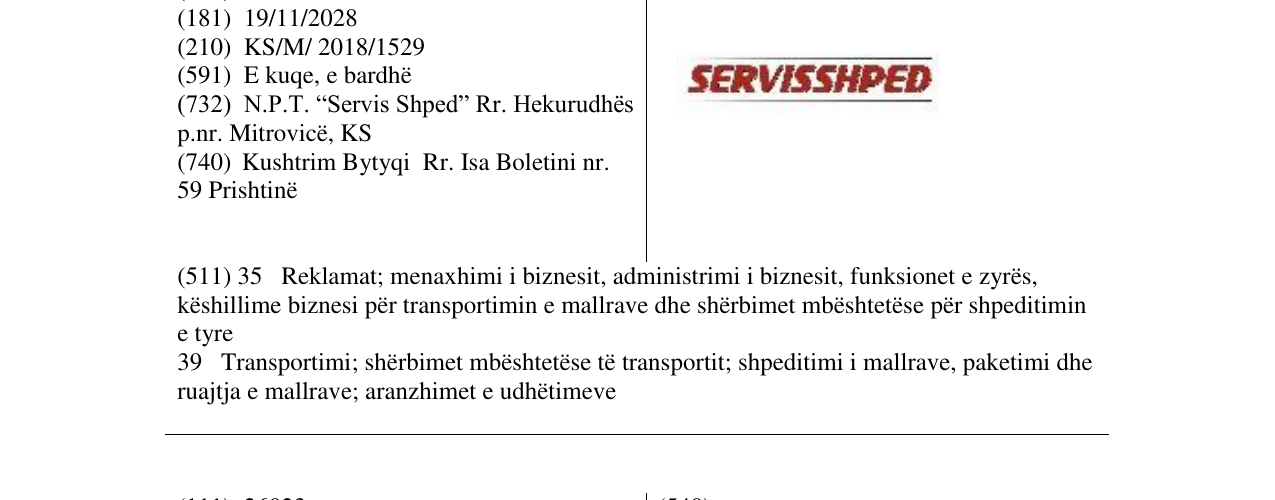 Zëri i markës SERVISSHPED në buletin